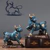 Resin Animal Bull Sculptures and figurines Cute Home Room Office Table decoration and accessories Wealth Luck Feng Shui Decor