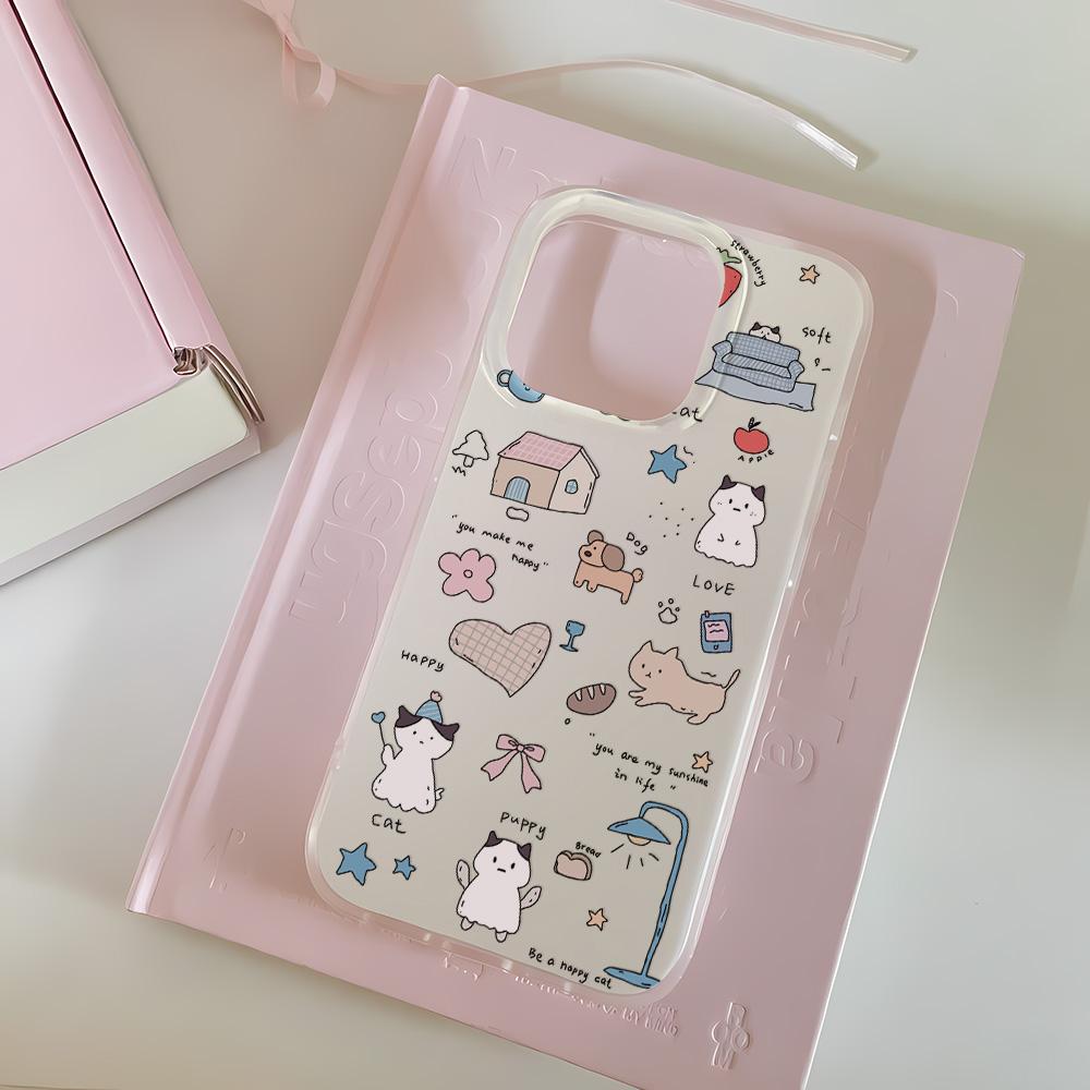 Painted Phone Case for iPhone 12 13 15 16 iPhone 16 12 13 14 15 Pro  14 15 16 Pro Max Coverage Shockproof Anti-Fingerprint Fresh Style Protective Case