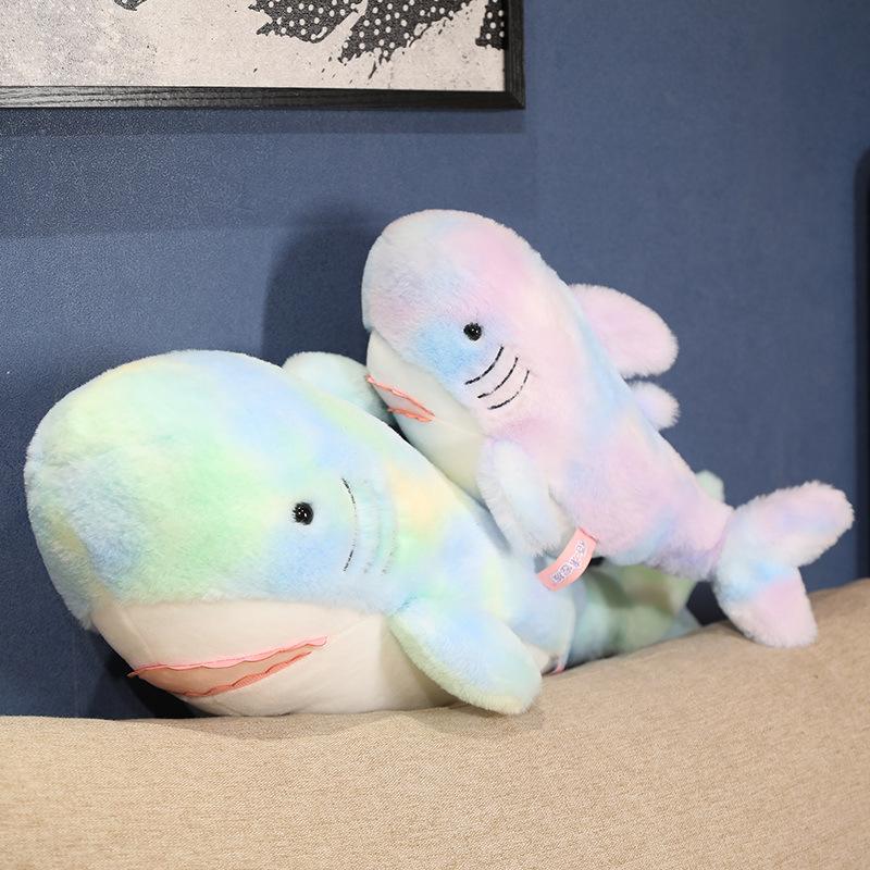 Cute Abu Shark Pillow Tie-Dye Big Shark Doll Plush Toy Catching Machine Doll Children's Gift