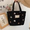 12 Embroidered Cat Handbag Literary Cute Bento Bag To Work Students Carry Small Cloth Bags