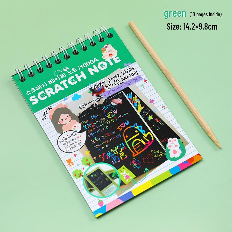 

Дитяча книга-розфарбовка для малювання та графіті Scratch Art своїми руками - На спіралі та креативна для учнів зелений