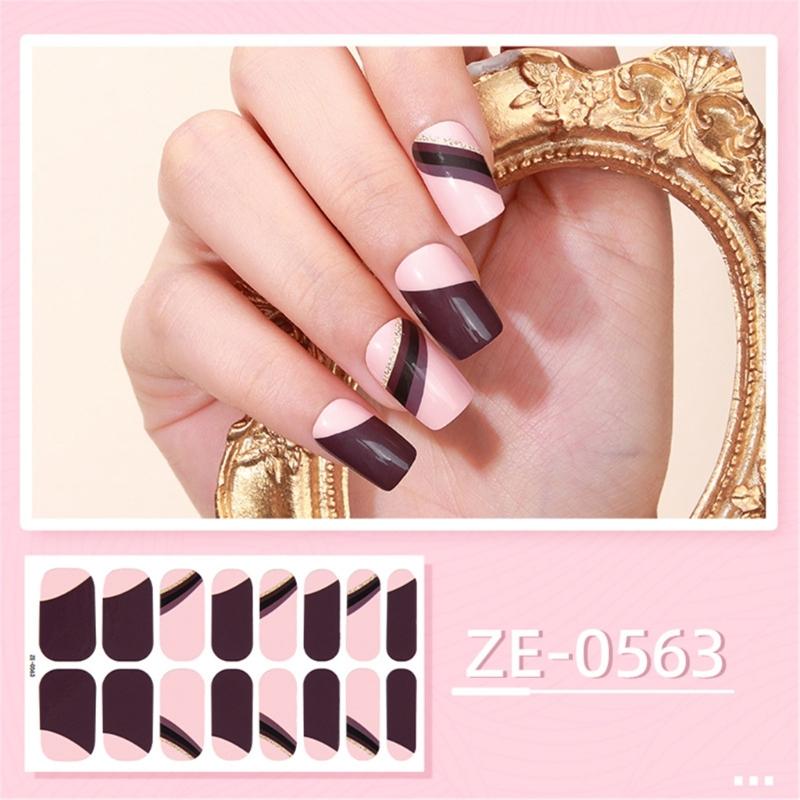 Nail Polish Sticker Self-Adhesive Nail Sticker Manicure Sticker Full Nail Wraps Waterproof Nail Strips with Nail File