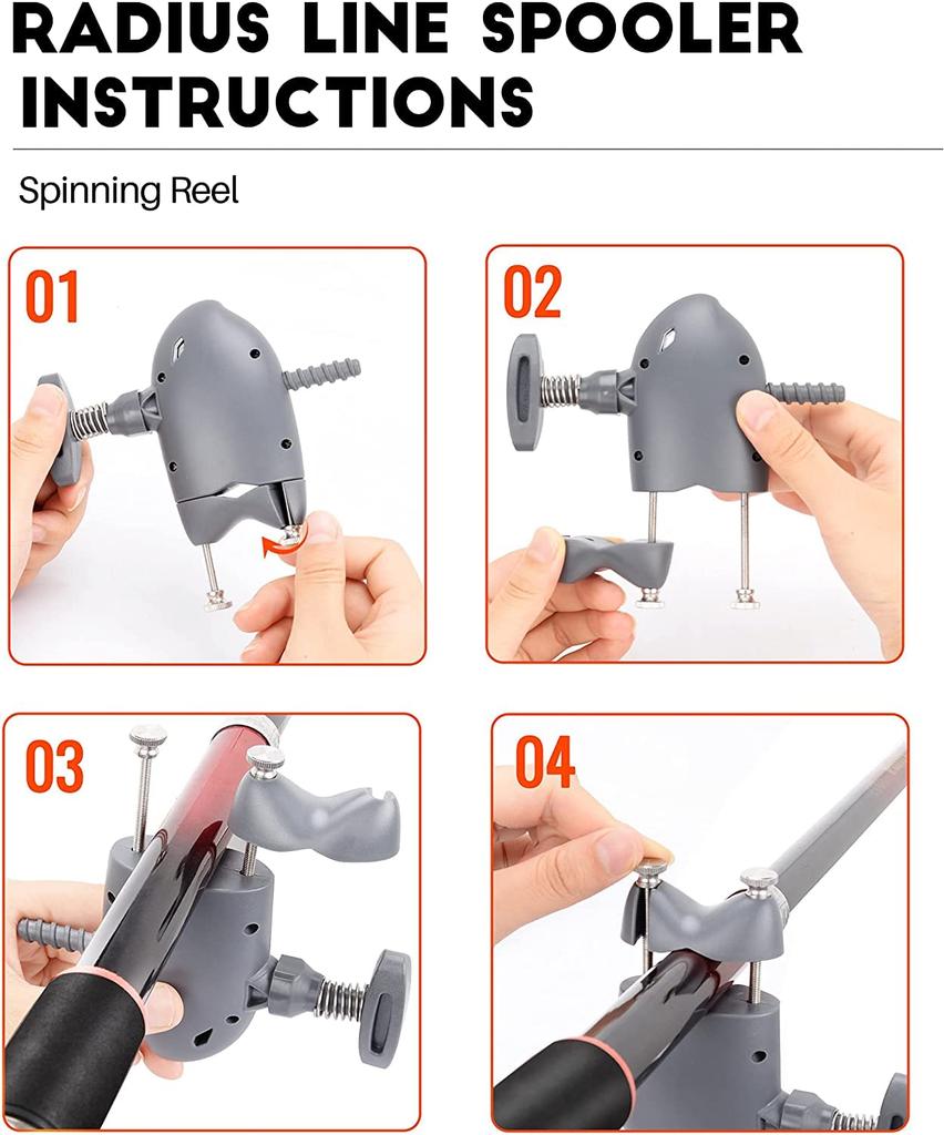 Hikeen Fishing Line Fishing Line Recycler for Spinning and Casting Adjustable Easy Installation Winder, High-Speed Reels, Fish-Shaped Design, (Gray)