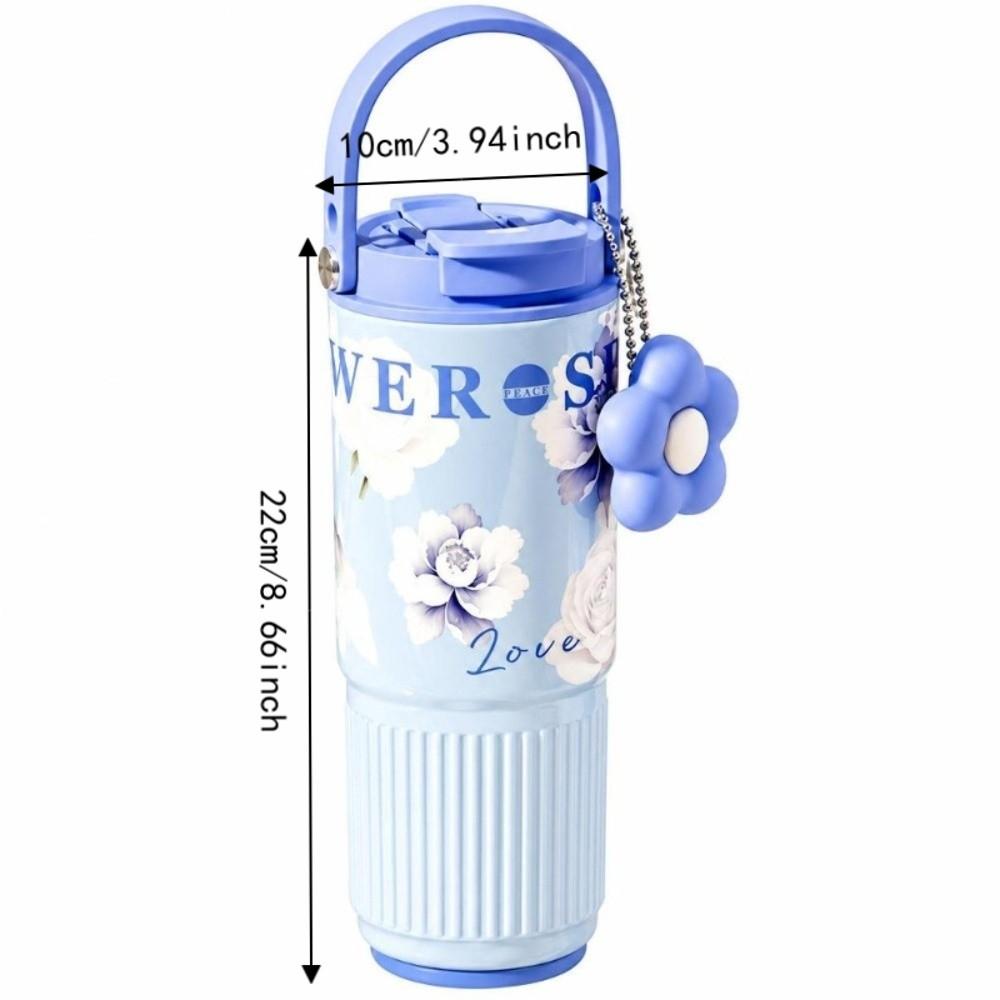 Leakproof Insulated Thermal Cup Floral Printing Vacuum Mug Stainless Steel Tumbler for Lady Girls