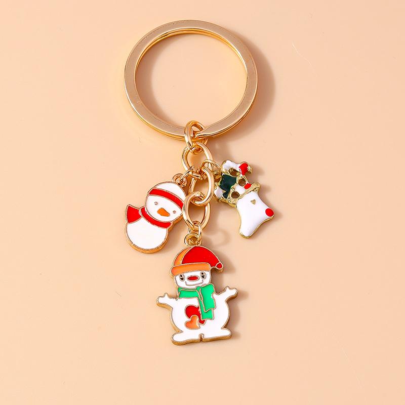 New Enamel Christmas Keychain Snowman Santa Claus Key Rings for Car Key Holder Women Girl's Handbag Pendants Jewelry Gifts