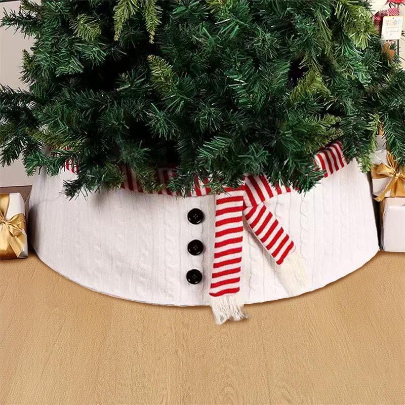 Vertical Diamond Plush Knitted Christmas Tree Skirt with Holiday Ornaments