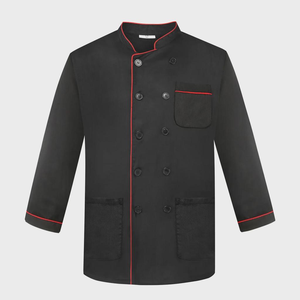 "Unisex Long Sleeve Chef Uniform for Autumn & Winter - Ideal for Hotels, Restaurants, and School Canteens"