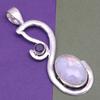 Silver Necklace Moonstone  Gifted Rainbow Jewelry Pendant Gemstone 18"