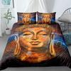 Mandala Buddha Duvet Cover Set King Size Exotic Ethnic Bohemian Bedding Set Golden Black Lotus Flowers Gorgeous Comforter Cover