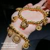 Gold Cloisonné Pendant Necklace & Auspicious Gourd Bracelet with Eight Treasures Design
