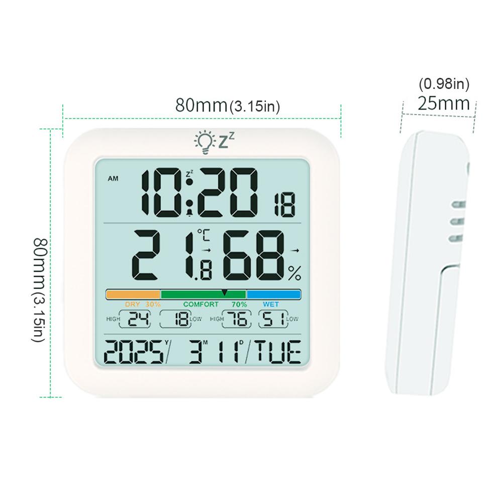 Multifunctional Hygrometer with Backlit Thermometer Sensor Easy To Read Home Weather Station for Humidity Gauge Meter Sensor