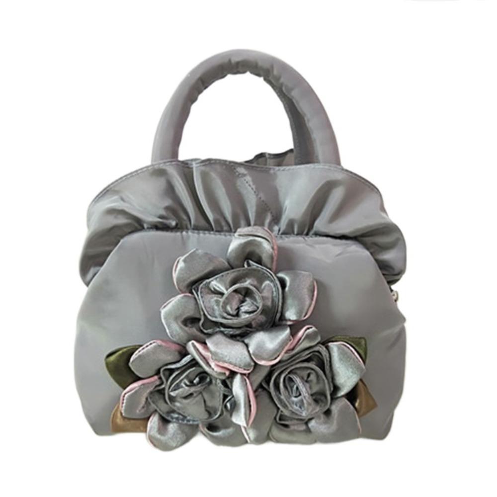 Satin Silk Hanfu Flower Drawstrings Bag Ruffle Small Purse Wallet Rose Flower Handbag  Ladies/Girls