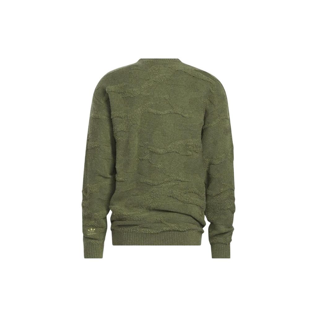 Adidas Originals X Ivy Park Solid Color Jacquard Crewneck Sweater Unisex Sweater Army-Green HR2259