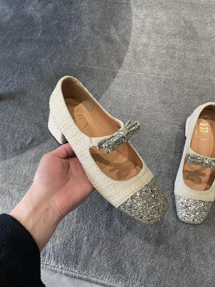 

Квадратная головка толстый каблук цветные одинарные туфли женские с неглубоким горлом односложные туфли 40