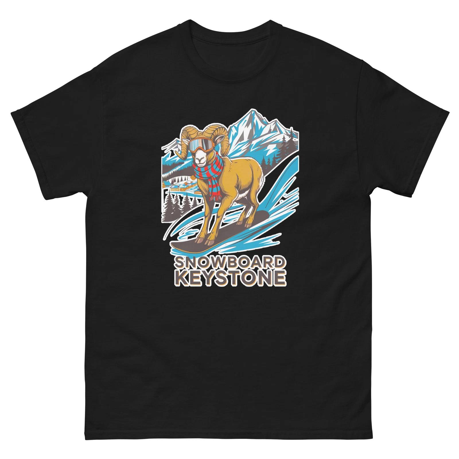 Snowboard Keystone Big Horn Sheep USA Snowboarding Animal T-Shirt S