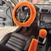 Car Steering Fur Wheel Cover Gear Shift Handbrake Cover with Winter Warm Wool Fashion for Girl Women Ladies