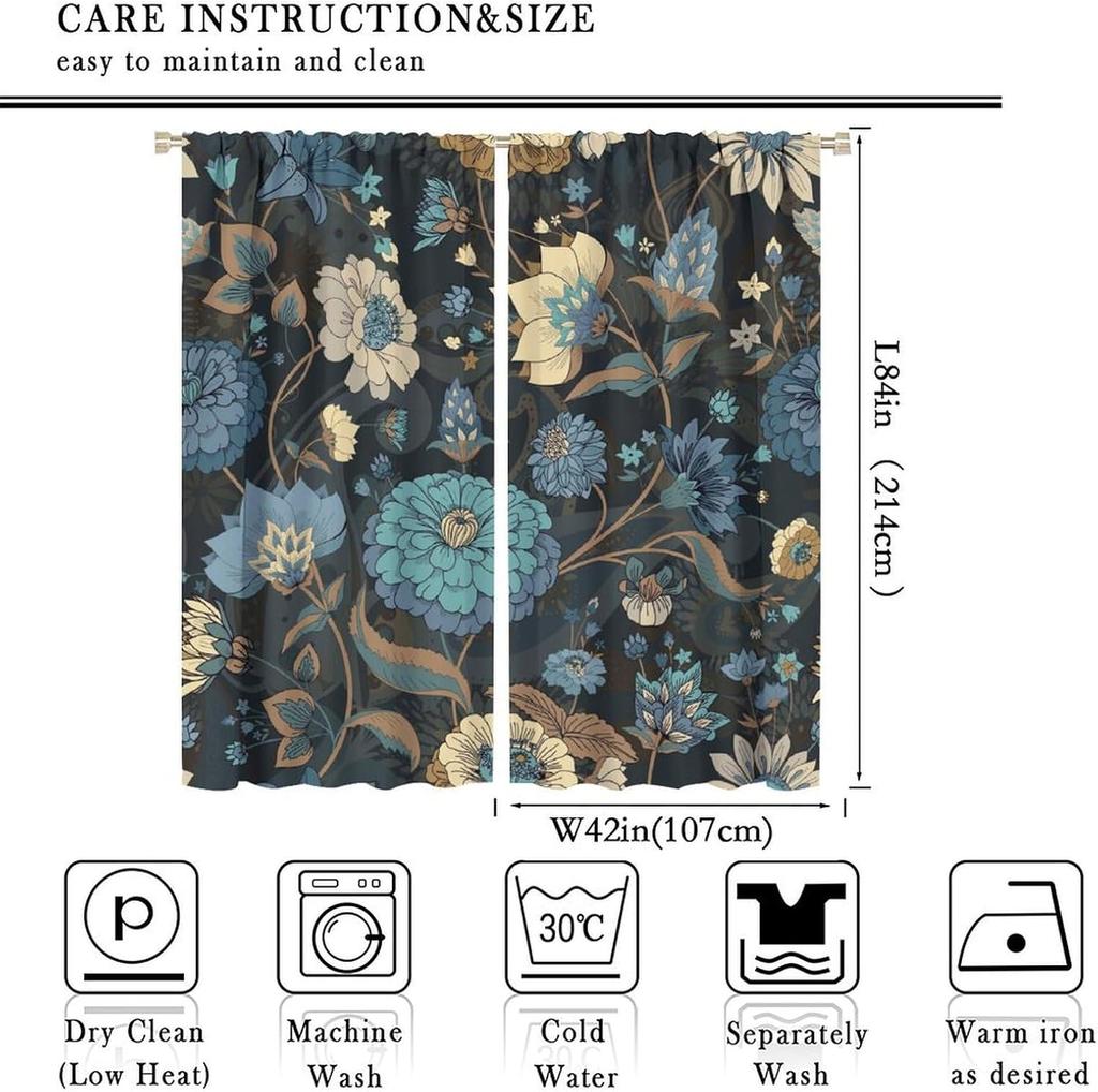 Boho Floral Curtains Watercolor Botanical Pattern Living Room Home Decoration Bedroom Curtain Darkening Polyester Ideal For Sitting