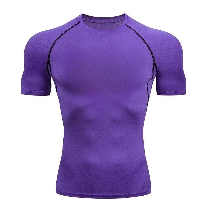 Men Quick-Dry Athletic T-Shirt Breathable Stretchy Moisture-Wicking Short Sleeve Compressed Fitness Gym Sports Workout 8 Colors