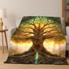 Tree of Life Nordic Mythology Yggdrasil Nature Cartoon Flannel Blanket Soft Throw Blanket for Bedroom Living Room Bed Travel Kid