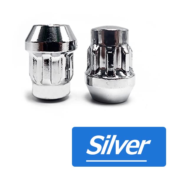 Wellvie Classy Wheel M12 X Set with Lock Nuts Wheel Nuts 4 Lock Steel Silver Cap Lug Nuts for Subaru and Suzuki X Nuts, P1.25/P1.5, 20-Piece (16 +