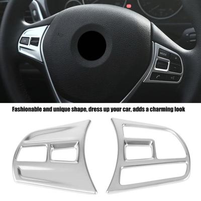 2pcs Matte Chrome Car Interior Steering Wheel Button Cover Trim for BMW 3 Series / GT F30 F34