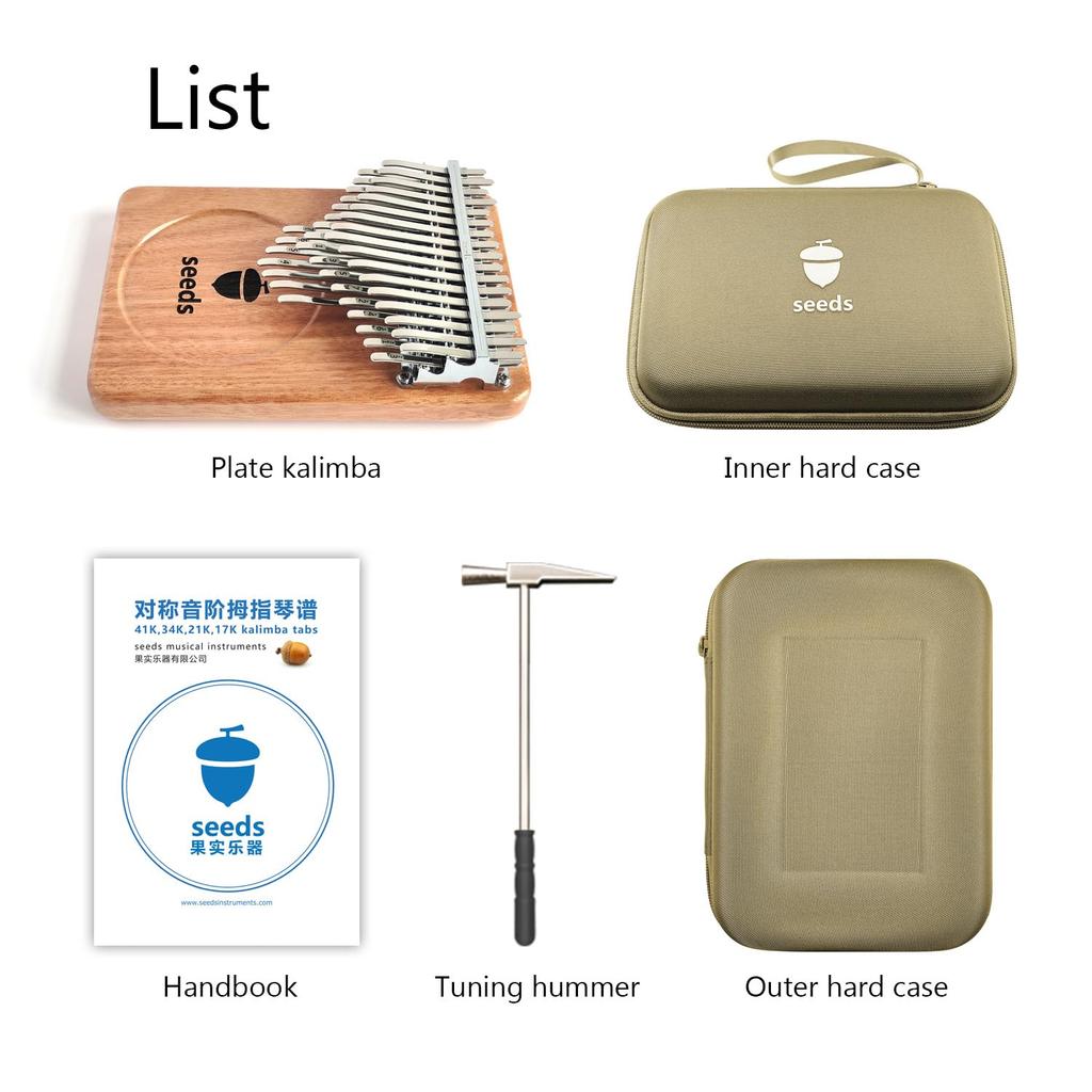 Seeds Kalimba 41 Keys Lightweight Thumb Piano Beginner Set Tiers with Semitones (3 Okoume)