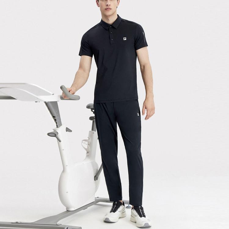 New FILA Fitness Polo Shirt Men's Pitch Black A11M321117FBK