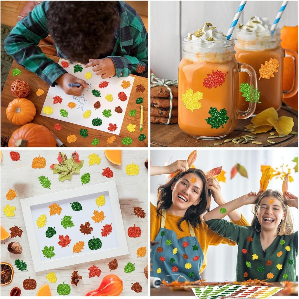 10 Sheets Reward Sticker Autumn Sticker Labels Maple Leaf Sticker Decorative Sticker Thanksgiving Day Sticker