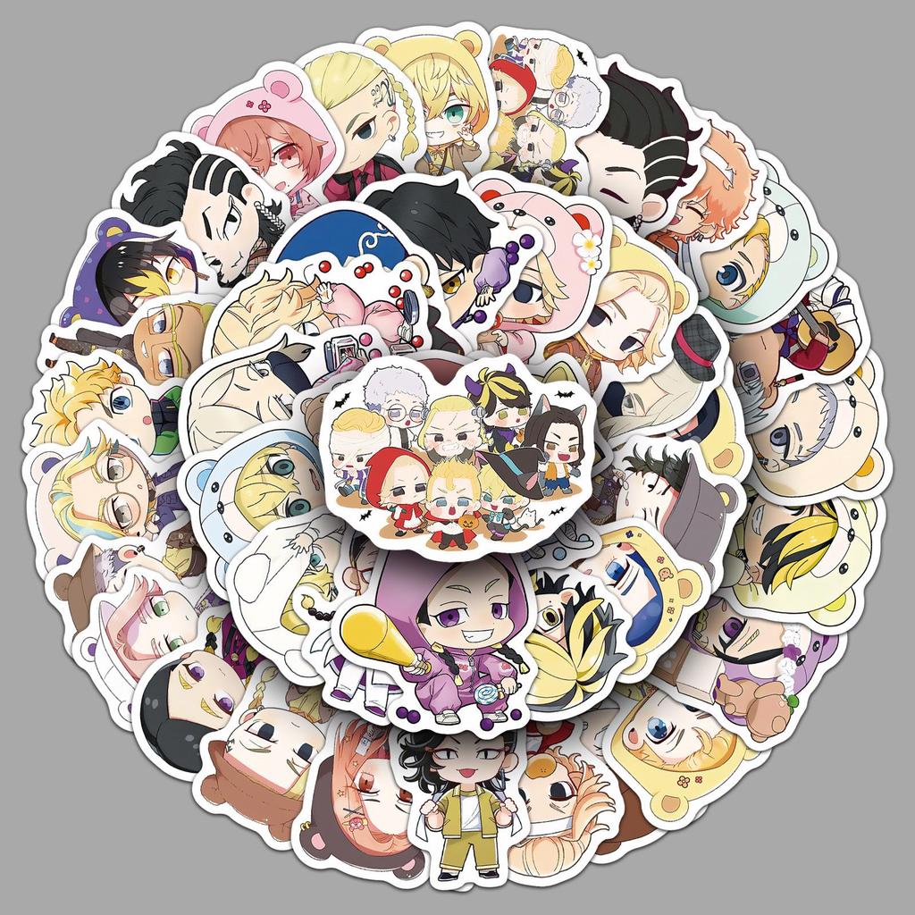 50 Q Version Tokyo Revengers Stickers: Kawaii Waterproof Anime Characters for Journals, Laptops, and Desktops