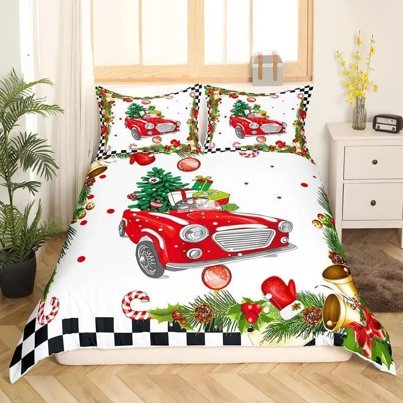 Christmas Duvet Cover Set King Queen Full Twin Size For Kids Teens Adults Polyester Bedding With Pillowcase