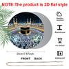 2D Flat Retro Aluminum Wall Decorations In Various Sizes. Mecca Kaaba Night View Grand Mosque Pilgrimage Scene Decorations Are Ideal for Home