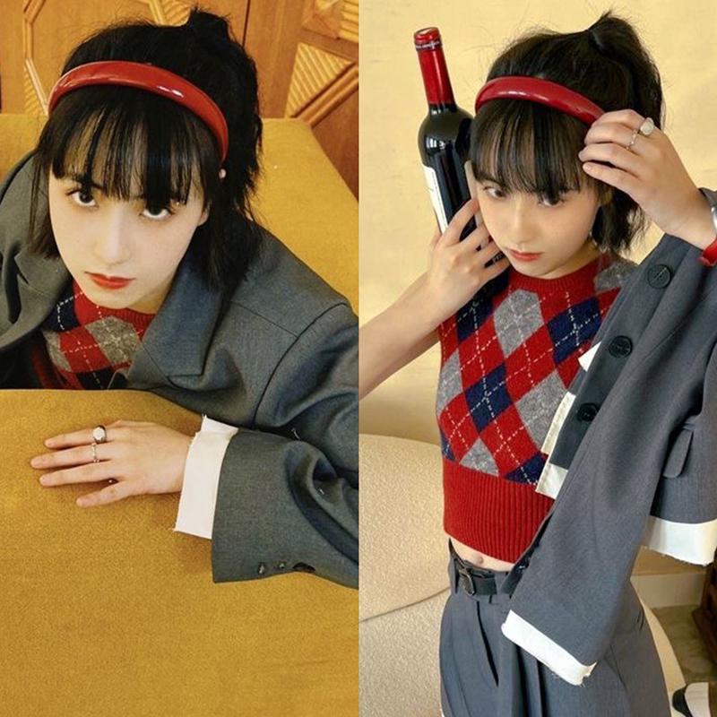 Retro Rødt Lær Svamp Hodebånd For Kvinner Temperament Hårbøyle Vaske Ansikt Hårbånd Kvinnelig Fest Hårtilbehør Gave