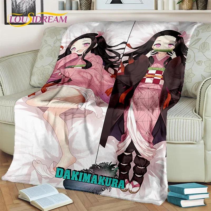 Kamado Nezuko Demon S-Slayer Japan Anime Mykt flanellteppe for senger Soverom Sofa Piknik, Kasteteppe for barn Utendørs Fritid