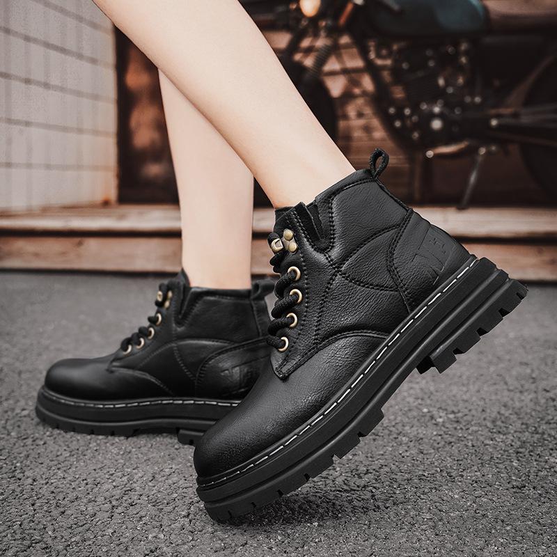 Outdoor Casual Leather Platform Couple Wear-Resistant Martin Boots