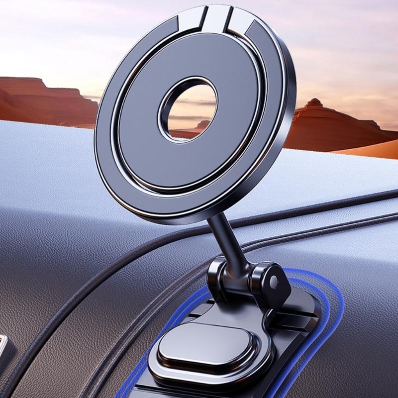 Universal Foldable Car Dashboards Phone Mount with Aluminum Base Secure Magnetic Grip Easy to Use for All Smartphones
