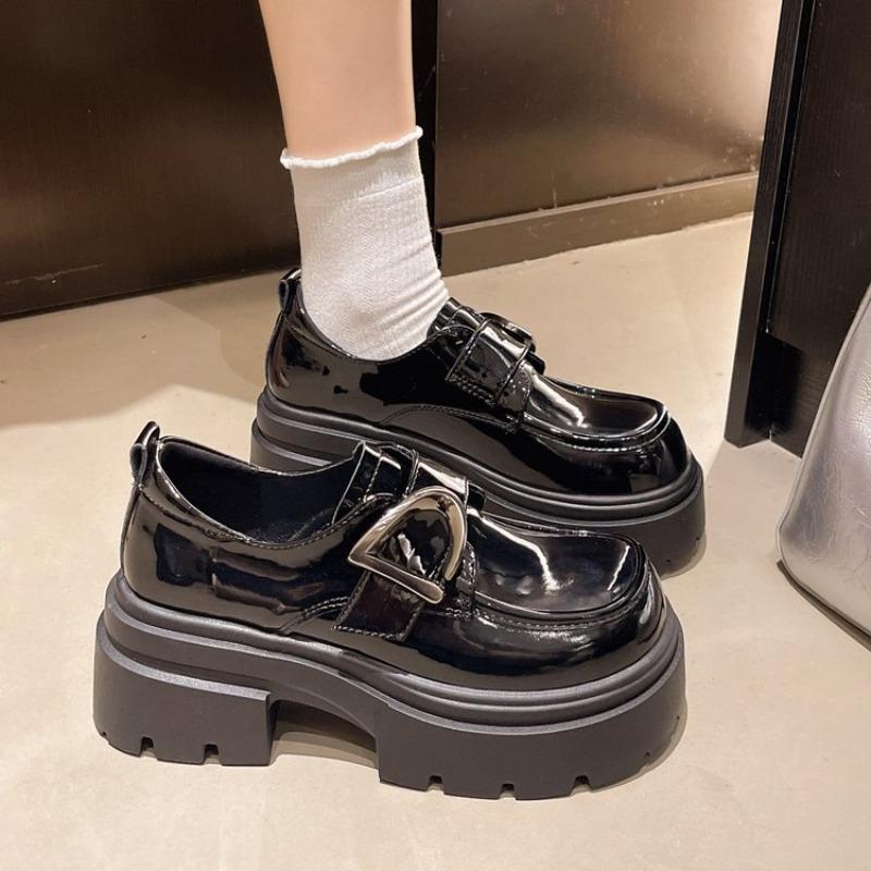 Heels Buckle Casual Leather Shoes Autumn Women Chunky Sneakers Comfortable Pumps High Platform Walking Shoes Woman 2026