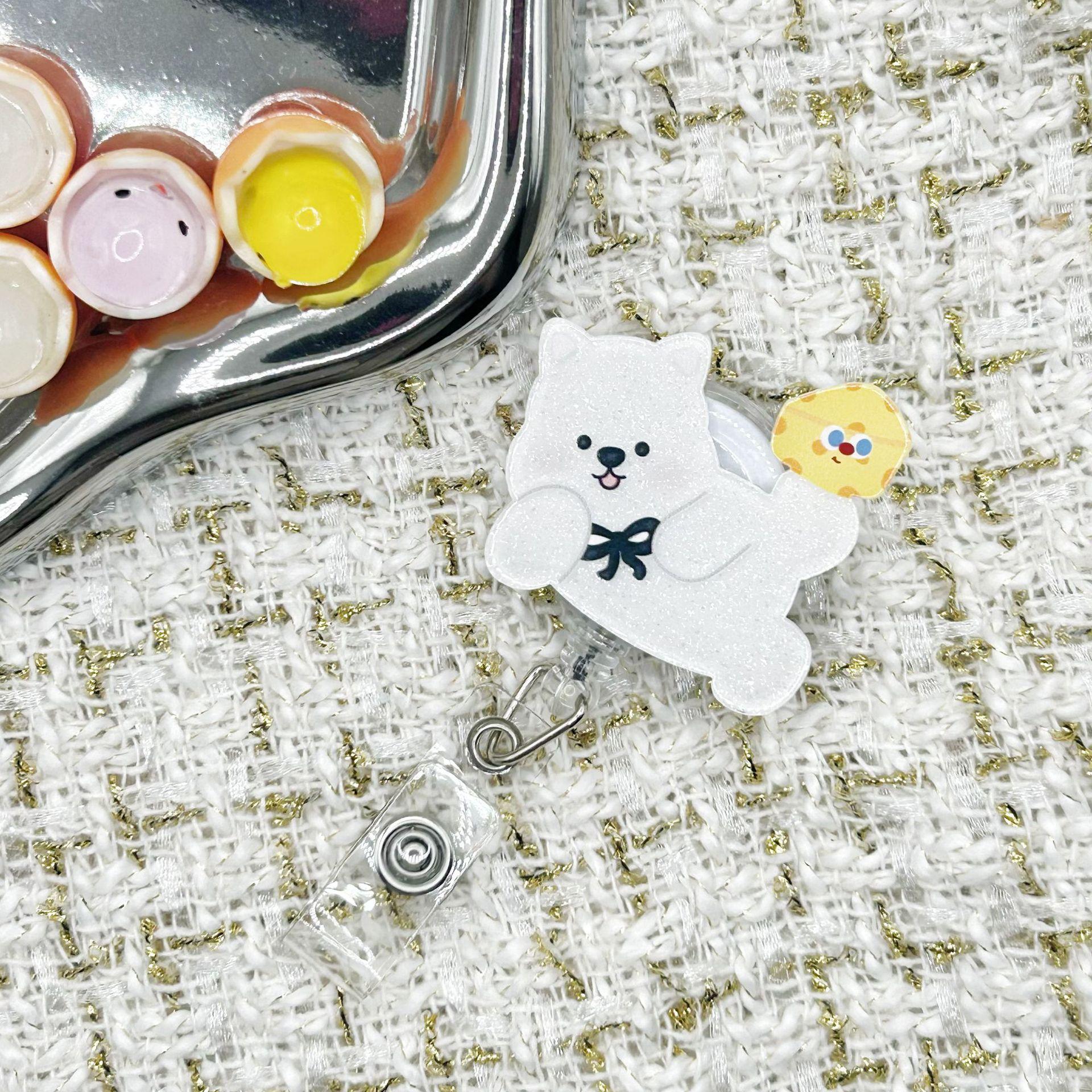 

Cute Apple Dog Acrylic Retractable Badge Reel Name Tag Alligator Clip Medical ID Badge Holder Christmas Gift for Nurse Doctor