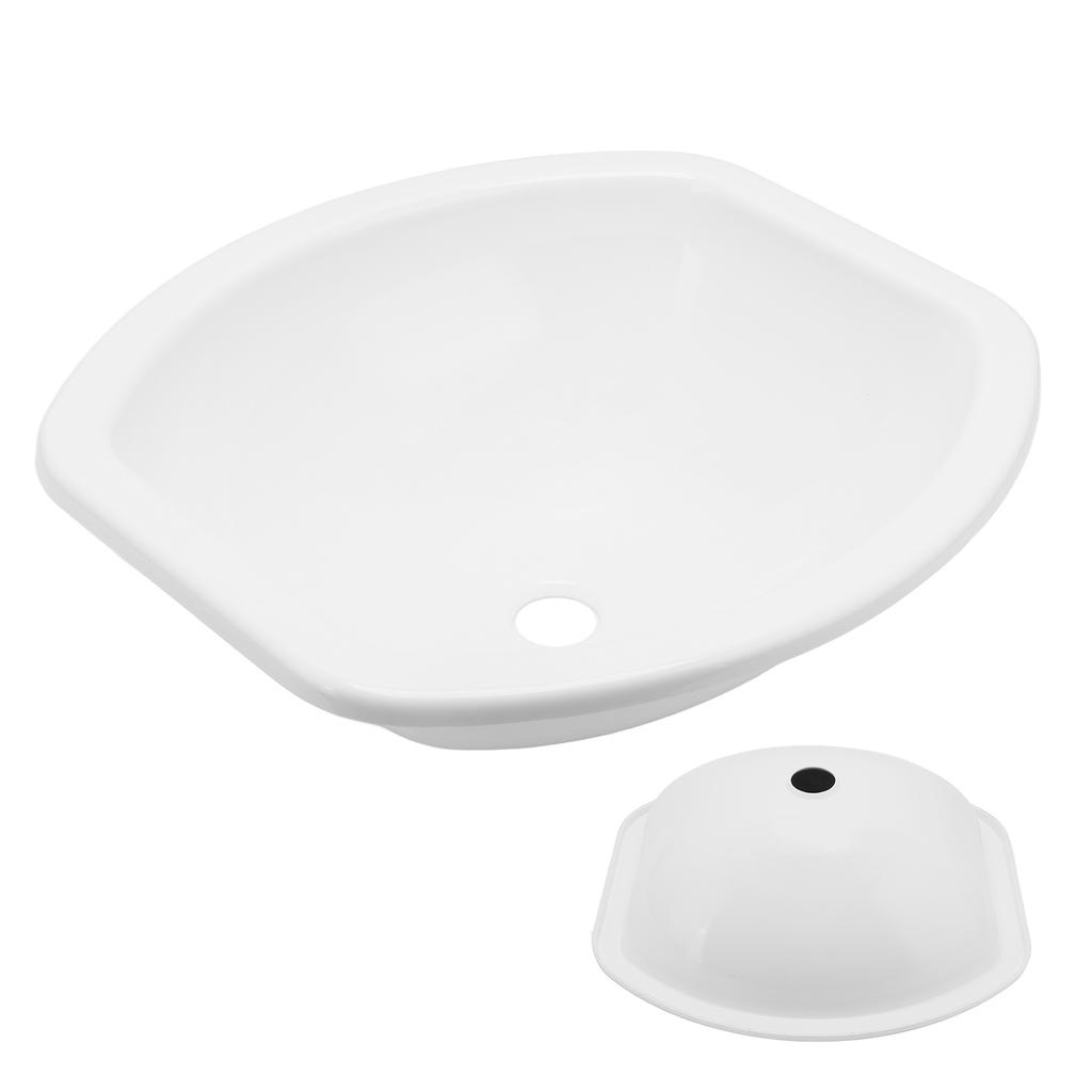404x384x130mm White Vessel Sink Bowl Modern Acrylic 40mm Drain Hole for Caravans Campers Yachts Bathroom