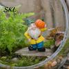 Handcrafted Resin Garden Ornament Mini Gnomes Figurine, Welcome Gnome Statue, Small Durable Outdoor Statue Dwarf for Fairy Garden, Flower Pot,