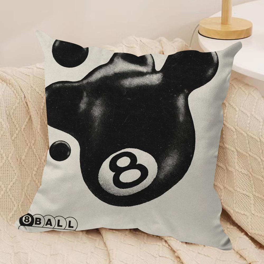 Black Ball 8 Cushion Cover Silky Short Plush Double-Sided Printed Pillow Case For Sofa All Seasons Home Decor Gift
