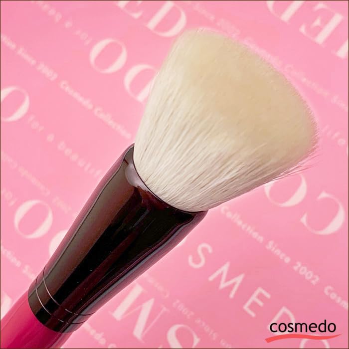 Takumi no Makeup Brush Kumano Brush Round Flat Cheek Pink Handle Cosme-do Brush, (Goat Hair) PKN-C24KW