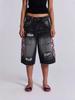 Jeans Unisex a Vita Alta Gamba Larga Vestibilità Larga Denim Non Elasticizzato Pantaloni Rosa Stampa Tribale Lavato Usurato Streetwear