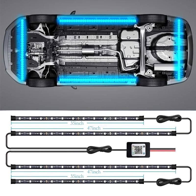 Car Underglow LED Strip Lights RGB Neon Underbody Light APP Remote Control Dream Color Auto Exterior Decorative Atmosphere Lamp