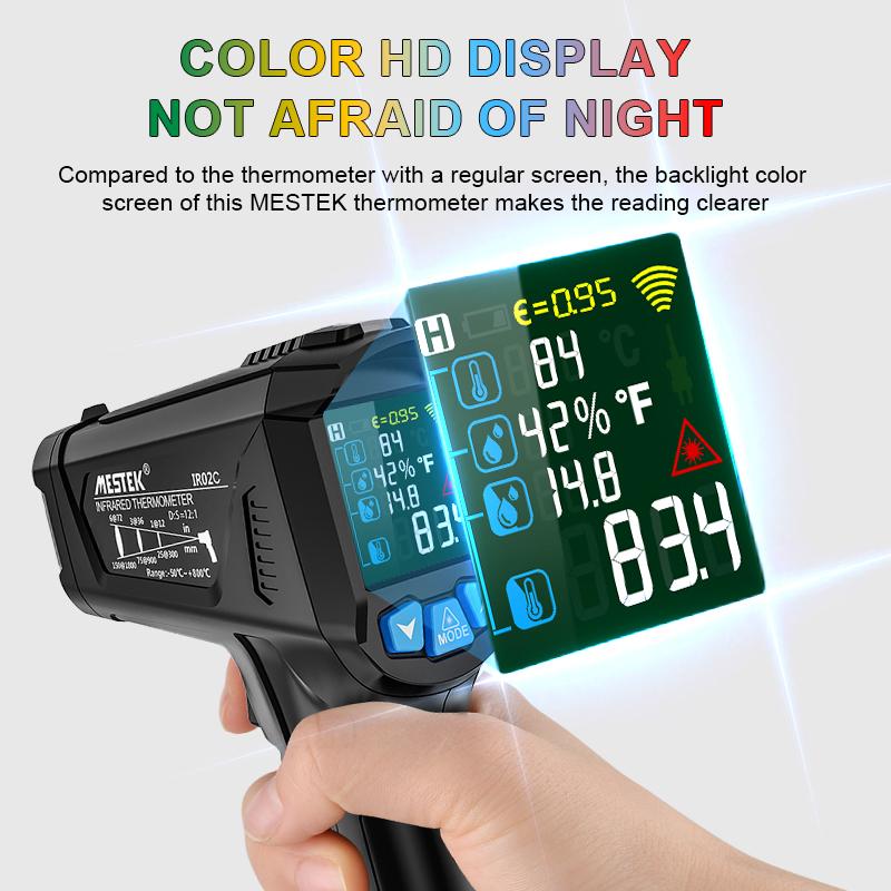 Digital Infrared Thermometer Pyrometer Outdoor Food Kitchen Thermometers Double Laser High Temperature Meter Gun IR02 Heat Meter