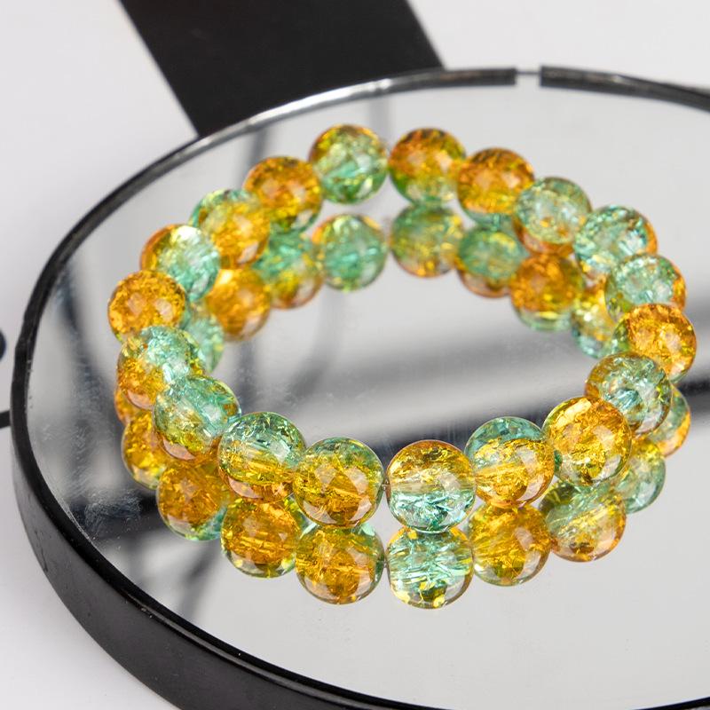 25 pz/lotto 9-10mm multicolore ciondoli fai da te braccialetto perline splicing colore crepe perline sciolte con foro per la creazione di gioielli artigianato