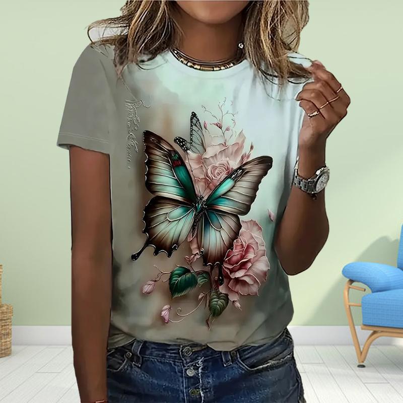 

Fashion WomenBailingbird Print Print T Shirt Funny Casual O-neck Short Sleeves T-shirt Summer Female Tee Shirt 8XL чорний