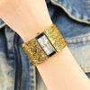 Luxusmode Stahlarmband Damenarmbanduhr Goldene Kreative Damen-Quarzuhr mit Diamant Großes Zifferblatt Relogio Feminino