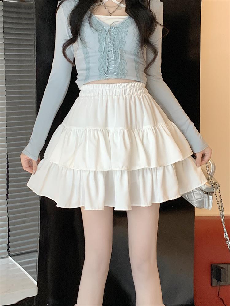 

Белая миди-юбка А-силуэта с высокой талией большого размера для женщин - Летняя стройнящая пышная юбка-торт S