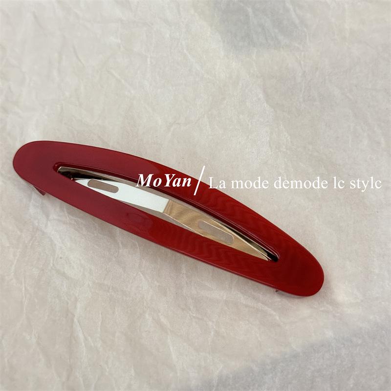 Korean Elegant Acetate Oval Snap Hair Clip