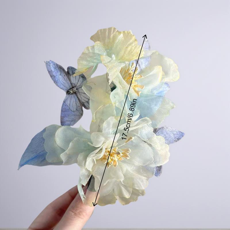 Butterfly Peony Flower Hairpin Women'S Hair Accessories Embroidery Hairgrips Flower Hair Claw Clips  Ornament Daily